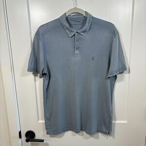 John Varvatos Polo Shirt Mens M Blue Short Sleeve 100% Cotton Peru Quiet Luxury
